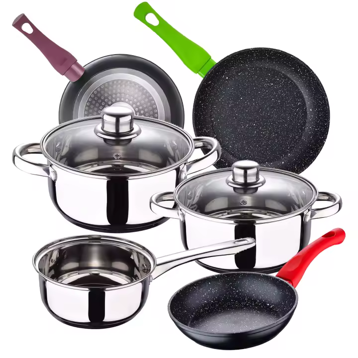 Batería de Cocina 5 Piezas San Ignacio Cassel de Acero Inoxidable con Sartenes Jolie en Aluminio Forjado - 1