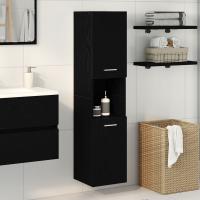 Gabinete de baño de pared vidaXL negro y roble de 30x30x130 cm, de madera compuesta - details 0
