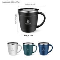 Taza De Café De Acero Inoxidable 304 Con Tapa Tumbler Doble Capa Resistente Al Calor Con Asa Vaso Termo Para Bebidas - details 10