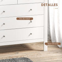 HOMCOM Cómoda con 5 Cajones, Cómoda Dormitorio con Patas Elevadas, Cajonera para Salón, Oficina, Estilo Moderno, 79x39,5x80,5 cm, Blanco - details 4