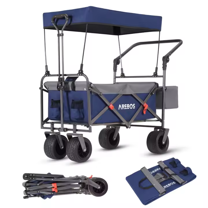 AREBOS Carro de Mano Plegable con Techo - 100 Kg - 1