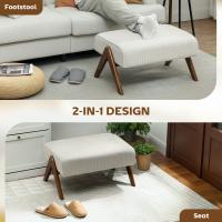 HOMCOM Reposapiés de Salón Taburete Bajo Tapizado en Pana Otomana Rectangular con Asiento Acolchado y Patas de Madera para Sala de Estar Dormitorio - details 3