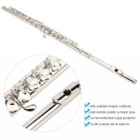 Flute Transversal Profesional Miwayer Con 16 Agujeros Abiertos Y Cerrados Instrumento Musical De Concierto Con Paño De Limpieza Y Palito - details 1