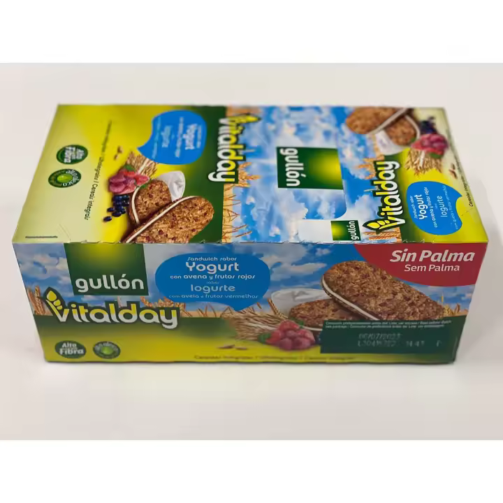 Galleta Vitalday Gullón rellena de Yogurt y Frutos Rojos de 44 gramos estuche de 15 paquetes - 1