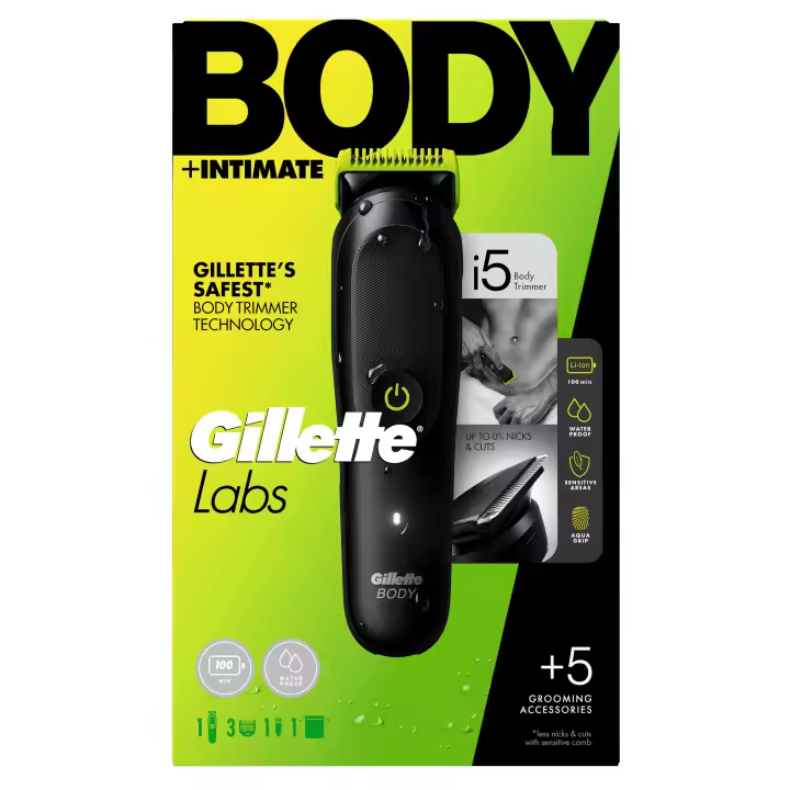 GilletteLabs i5 Body + Intimate Recortadora Corporal Para Hombres Con Tecnología SkinFirst, Batería De Iones De Litio - 1