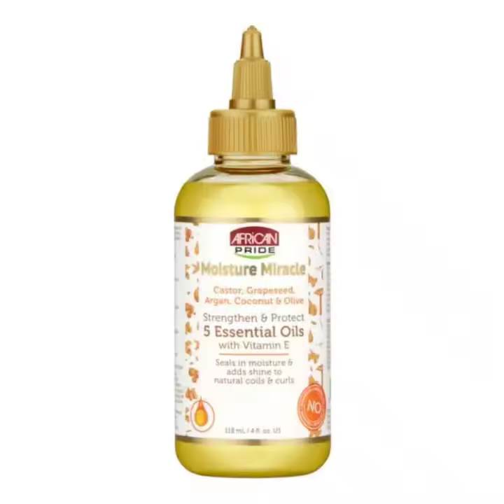 African Pride - Moisture Miracle 5 aceites esenciales para fortalecer y proteger el cabello, 118 ml - 1