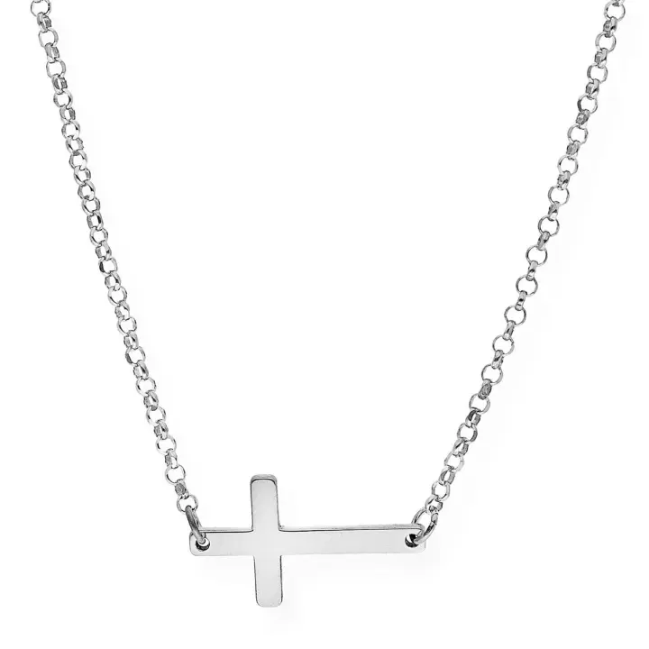 Castellano Joyeros Collar de Plata de Ley 925 con Colgante de Cruz Bañado en Oro 18K - 1