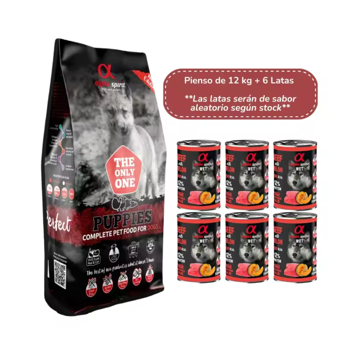 ALPHA SPIRIT - Puppies (+ 1 ó 6 Latas) - Alimento Completo en Pienso Seco para Perros Cachorros de Todas las Razas - 1