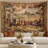 VIKAMA Tapiz Medieval De Caballero Castillo Estilo Clásico Europeo Retro Para Decoración De Sala De Estar Y Estancia Colgante De Pared - details 0