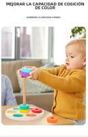 Juguete De Madera Para Educación Temprana Anillo Arcoíris Conciencia De Colores Entrenamiento De Coordinación Mano-ojo Y Clasificación De Columnas - details 4