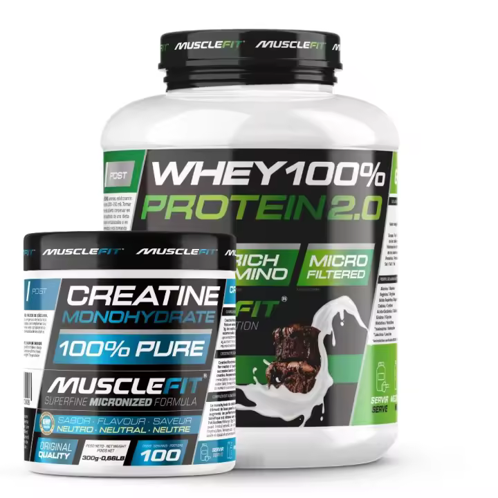 Pack Whey 100% Protein 2000g + Creatina 300g MuscleFIt MUSCLECULT│Aumento Muscular - 1