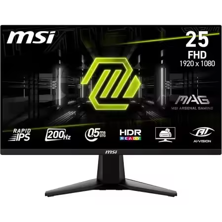 MSI MAG 255F E20, 24.5 pulgadas FHD 1920 x 1080 Monitor para juegos - 200Hz, 0.5ms, HDR listo, AMD FreeSync Premium - 1
