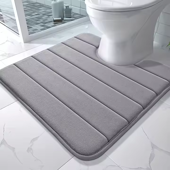 Alfombra De Baño De Espuma De Memoria Antideslizante Y Super Absorbente En Forma De U Para Inodoro Alfombra De Baño De Seda - 1