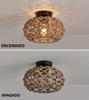 Luz De Techo De Henequén Retro Elegante Tejida En Rattan Instalación Semi Incluida Para Cocina Dormitorio Pasillo Material Principal Hierro - details 7