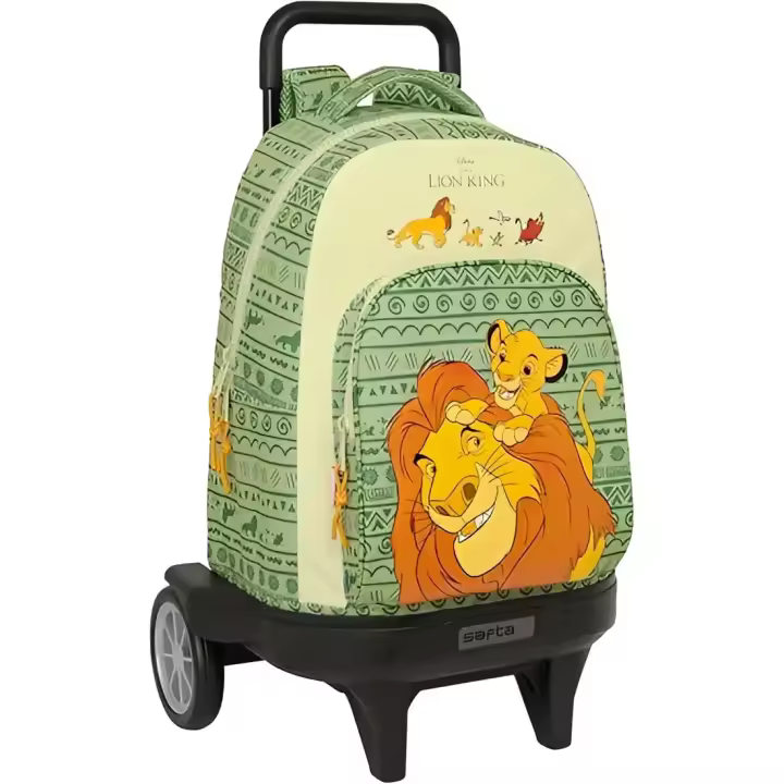Disney - Mochila con ruedas Rey León Mufasa 33x22x45 cm para niños, resistente y cómoda para viajes escolares, diseño de película animada - 1