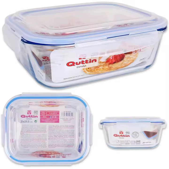 C.A | Quttin Fiambrera de Vidrio Hermética 🍱 | Tapa con Cierre Seguro | Para Comida y Almacenamiento - 1