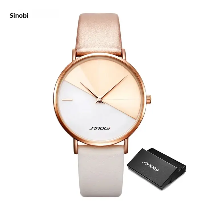 Reloj De Mujer SINOBI Moda Cuarzo Cuarzo Resistente Al Choque Y Al Agua Con Correa De Cuero Display De Agujas Reloj De Pulsera Para Mujer - 1