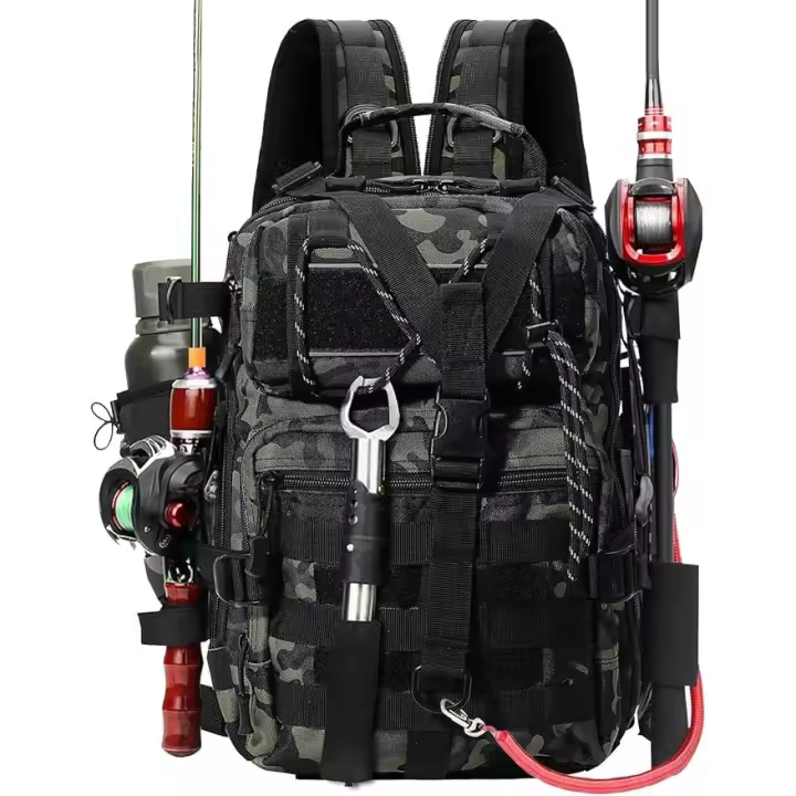 Mochara de Pesca, Mochara de Almacenamiento para Pesca Bolsa de Aparejos de Pesca Impermeable Bolsa de Pesca Mochila de Pesca Táctica Molle Para Fishing Senderismo Caza - 1