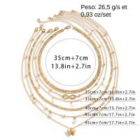 Set De 6 Collares Boho Con Símbolo Infinito Hoja Mariposa Para Mujer Imitación De Perla Vintage Cadena Delgada Joyería De Fiesta - details 4