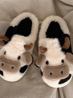 Nuevos Pantuflas De Peluche Cálidas Para El Invierno Con Dibujos De Vaca Neutra Para Parejas Antideslizantes Para El Hogar Para Hombres Y Mujeres Pantuflas De Algodón Con Plataforma - details 6