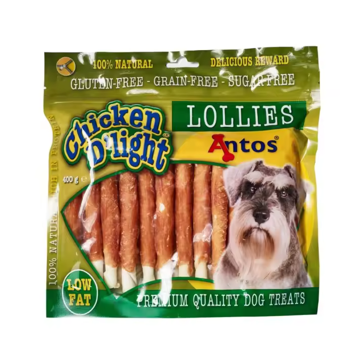 ANTOS Chicken D’light Lollies (400 gr) Pollo y Buey - Snack Natural para Perros Palito de Cuero Premium Envuelto en Pollo Sin Gluten y Sin Cereales (Todas las Edades) - 1
