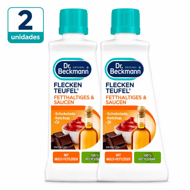 Dr. Beckmann Grasas y Salsas Quitamanchas 2 × 50 ml para Aceite Ketchup Chocolate Mayonesa Mantequilla y Manchas de Grasa, Quitamanchas Prelavado - 1
