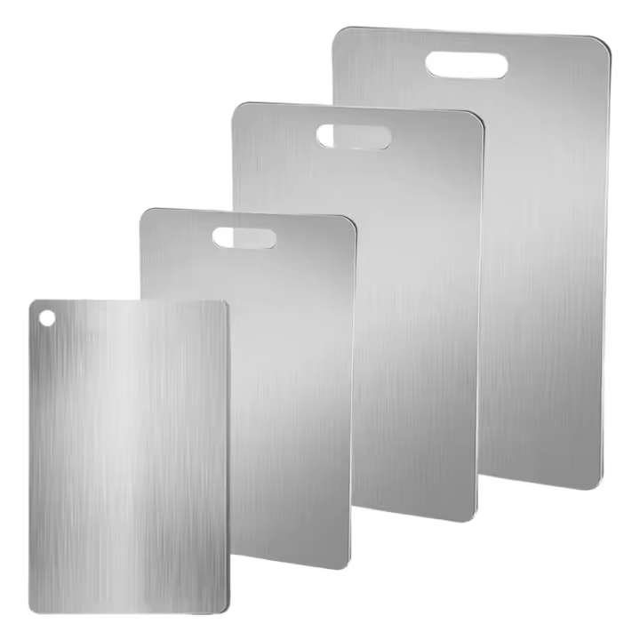 Placa De Corte De Acero Inoxidable 304 De Grado Alimenticio Doble Cara Para Cocina Resistente Al Desgaste Y Fácil De Limpia - 1