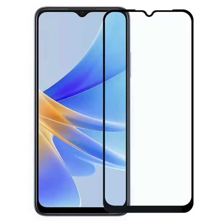 Ociodual Protector de Pantalla Cristal Templado Negro para Oppo A17, Vidrio Premium con Borde Redondo Antigolpes 9D 9H 0.3mm - 1