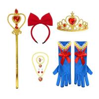 Juego De Accesorios De Cosplay De Elsa Princesa Con Guantes Varita Corona Joyería Peluca Rizada Para Niñas Disfraz De Reina De Hielo - details 7