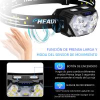 Lámpara Frontal LED 9 Luces Con Sensor De Movimiento Recargable USB Portátil Para Pesca Camping Y Actividades Al Aire Libre - details 3