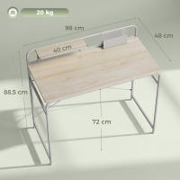 HOMCOM Escritorio, Mesa de Escritorio Moderno con Estante y Estructura de Metal, Fácil Montaje para Oficina en Casa, Dormitorio, Espacios Pequeños, 98x48x88,5 cm, Roble - details 2