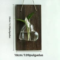 Decoración Creativa Para El Hogar En Madera Sólida Con Pequeño Vaso De Vidrio Para Plantas Hidroponicas Radish Verde - details 3