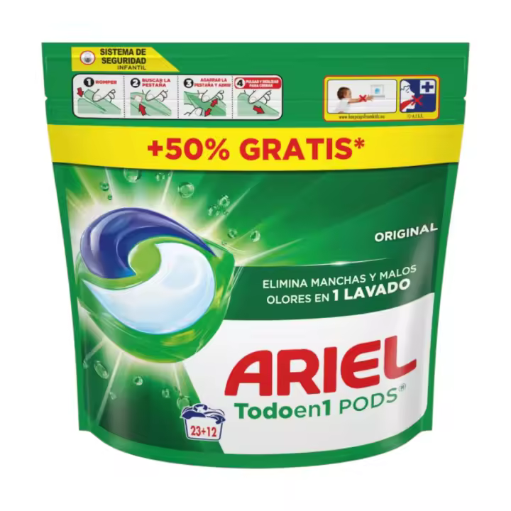 Ariel Detergente Cápsulas 3en1 Pods, 35 Cápsulas (23 + 12 ) - 1