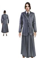 Disfraz de Miércoles Niña Mujer, Uniforme Escolar Azul Gris a Rayas Familia Addams Cosplay para Halloween Carnaval - details 9