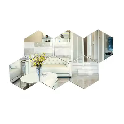 12pcs Pegatinas De Espejo Para Pared DIY En Forma Hexagonal De Acrílico Decoración De Habitación Y Sala De Estar Adornos De Arte Resistentes Al Agua - 1