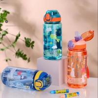 Botella De Agua Para Niños 600ml Con Taza De Sopar Y Pajita De Silicona a Prueba De Fugas Plástico Reutilizable Para El Verano - details 12