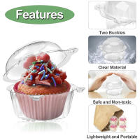 100Pcs Cajas De Tarta De Plástico Con Tapa Caja De Postre Individual Cuadrada Y Pilaable Para Cupcakes Translúcida - details 7