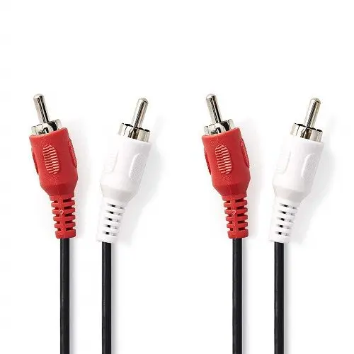 CABLEPELADO Cable de Audio 2X Macho - 2X Macho | Cable de Audio dual | Apto para Blu-Ray, Cine en casa, Subwoofer, equipos HiFi, HDTV | Estereo | 50 cm - 1