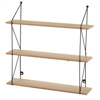 Max Home - Estantería de pared, rectangular, 50x12x49 cm, peso máximo 6 kg, 3 baldas, para colgar, estructura metálica negra, efecto madera natural, para salón, recibidor, baño, dormitorio - details 0