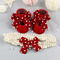 Set De Diadema Y Calcetines Para Bebés Cómodo Y Lindo Con Lazo Adecuado Para Niños Y Niñas De 0 a 1 Año Material De Algodón Blends - details 3