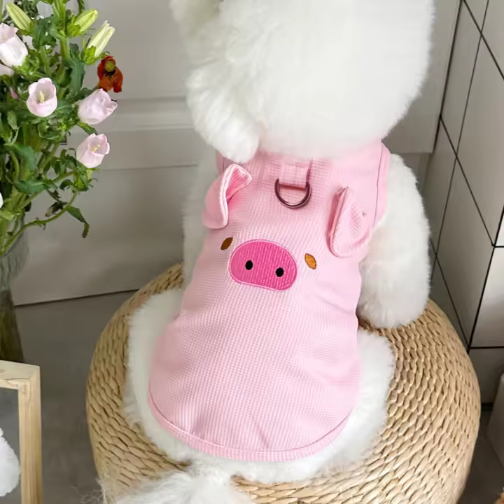 Chaleco Para Mascotas De Punto De Tela Suave Y Cómodo Transpirable Con Hebilla De Adhesión Para Perros Y Gatos Adecuado Para Primavera/Verano - 1