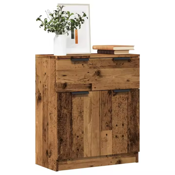 vidaXL Aparador de madera de ingeniería envejecida 60x30x70 cm en color Madera antigua/Roble artisan - 1