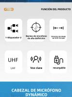 Micrófono Inalámbrico 2 Canales UHF Frecuencia Fija Micrófono Condensador Mano Para Fiesta Karaoke Show Reunión - details 1
