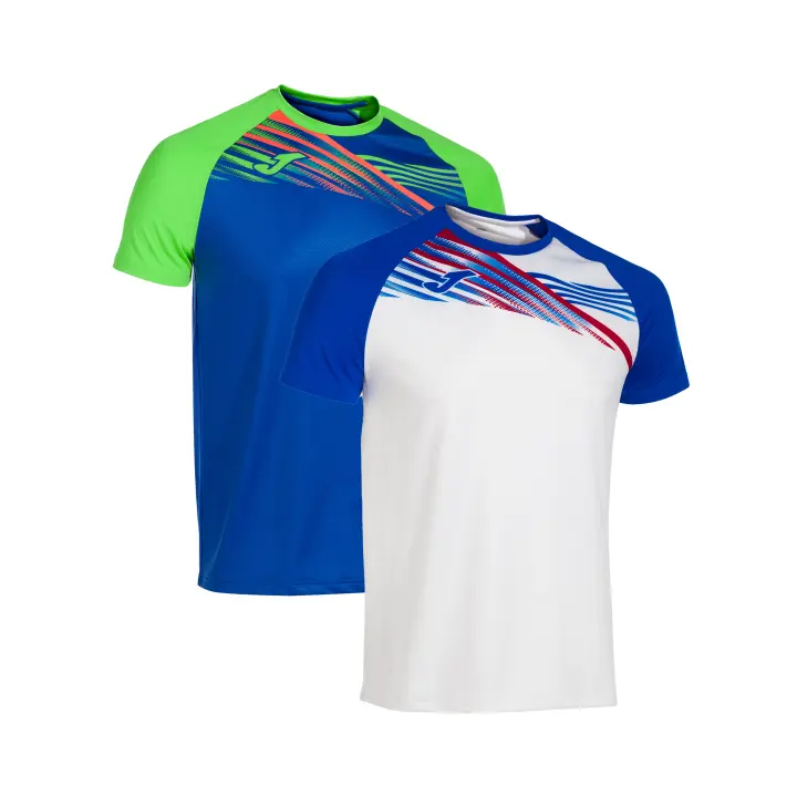 Pack de 2 Camisetas M/C Hombre Joma Elite X 103101 Blanco Royal 207 y Royal Verde Flúor 722 Ligera - 1