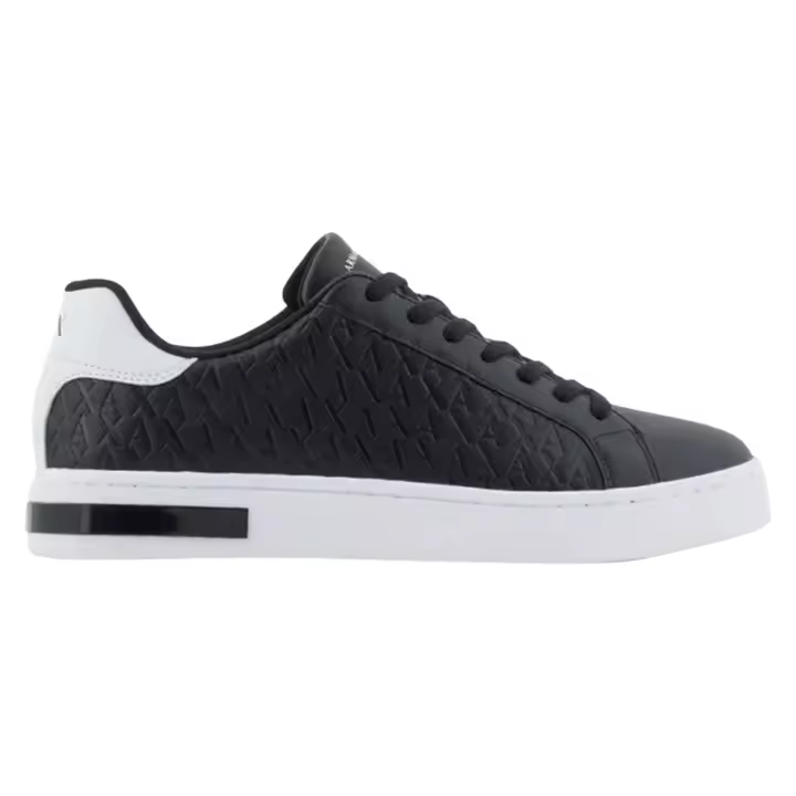 Sneaker Uomo Armani Exchange AX Logo Saffiano Leather Navy White - 1
