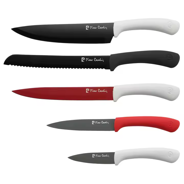 Set de 5 cuchillos - multicolor en acero inoxidable Negros/Rojos/Blancos Pierre Cardin - 1