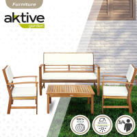 Conjunto jardín en madera de acacia con mesa, banco y 2 sillones Aktive Garden - details 1