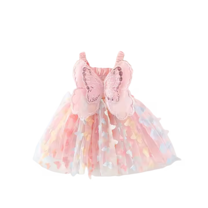 Vestido De Princesa Para Bebé Niña 0-3 Años Vestido De Verano Con Encaje Y Lazo Vestido De Playa Bonito Con Flores Estilo Cute - 1