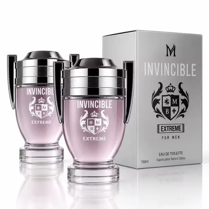 Pack 2 Unidades Invincible Extreme Eau de Toilette para Hombre 100 ml, Perfume Masculino Intenso Ambarado Especiado y Amaderado, Fragancia Cálida y Envolvente, Frasco Trofeo con Spray, Ideal Día y Noche - 1