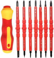 Juego De Destornilladores Aislados VDE 14 Piezas Con Kit De Bits De Encabezados Cruciformes Y Martillo De Prueba Herramientas Eléctricas - details 1